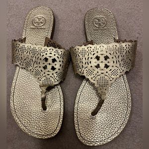 Gold Tory Burch Flip Flops